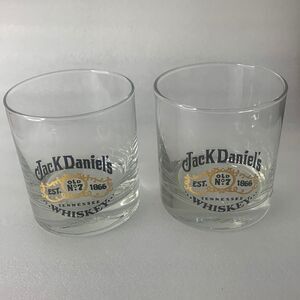 Jack Daniel’s Signature Tennessee Whiskey 8 Oz Glass Tumblers Set 2 Black Gold